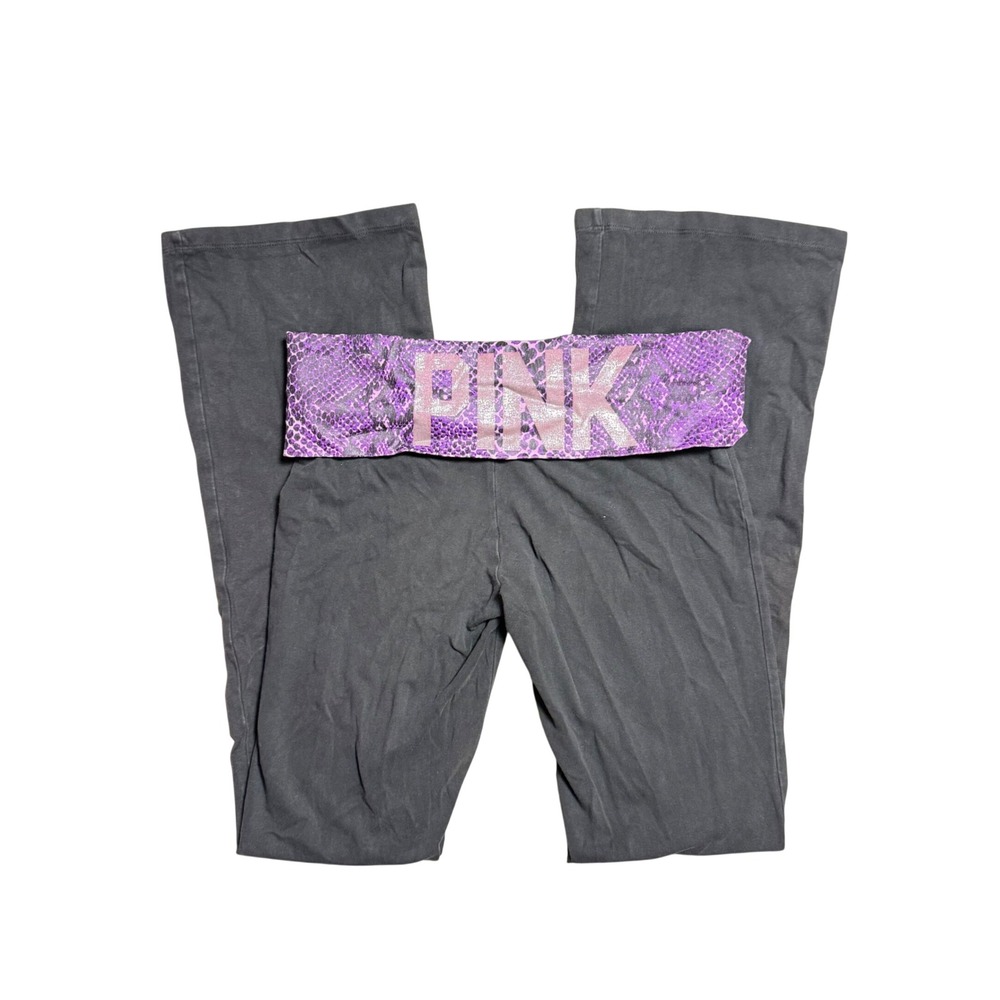Pink Victoria's Secret Yoga Pant's Purple Snakeskin Foldover Flare